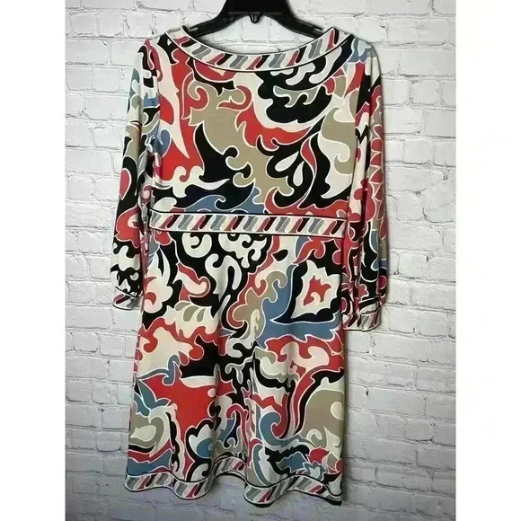 BCBG Maxazria Red Multicolor Paneled A-line Long Sleeve Mini Dress Women Size S - Picture 4 of 6